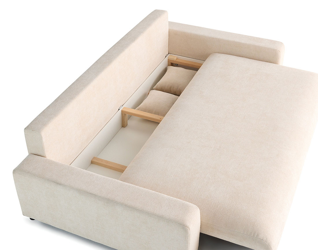 Canapé 3 places convertible avec coffre en velours texturé Pivoine