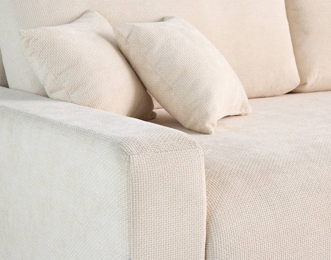 Canapé 3 places convertible avec coffre en velours texturé Pivoine