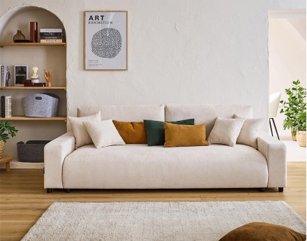 Canapé 3 places convertible avec coffre en velours texturé Pivoine