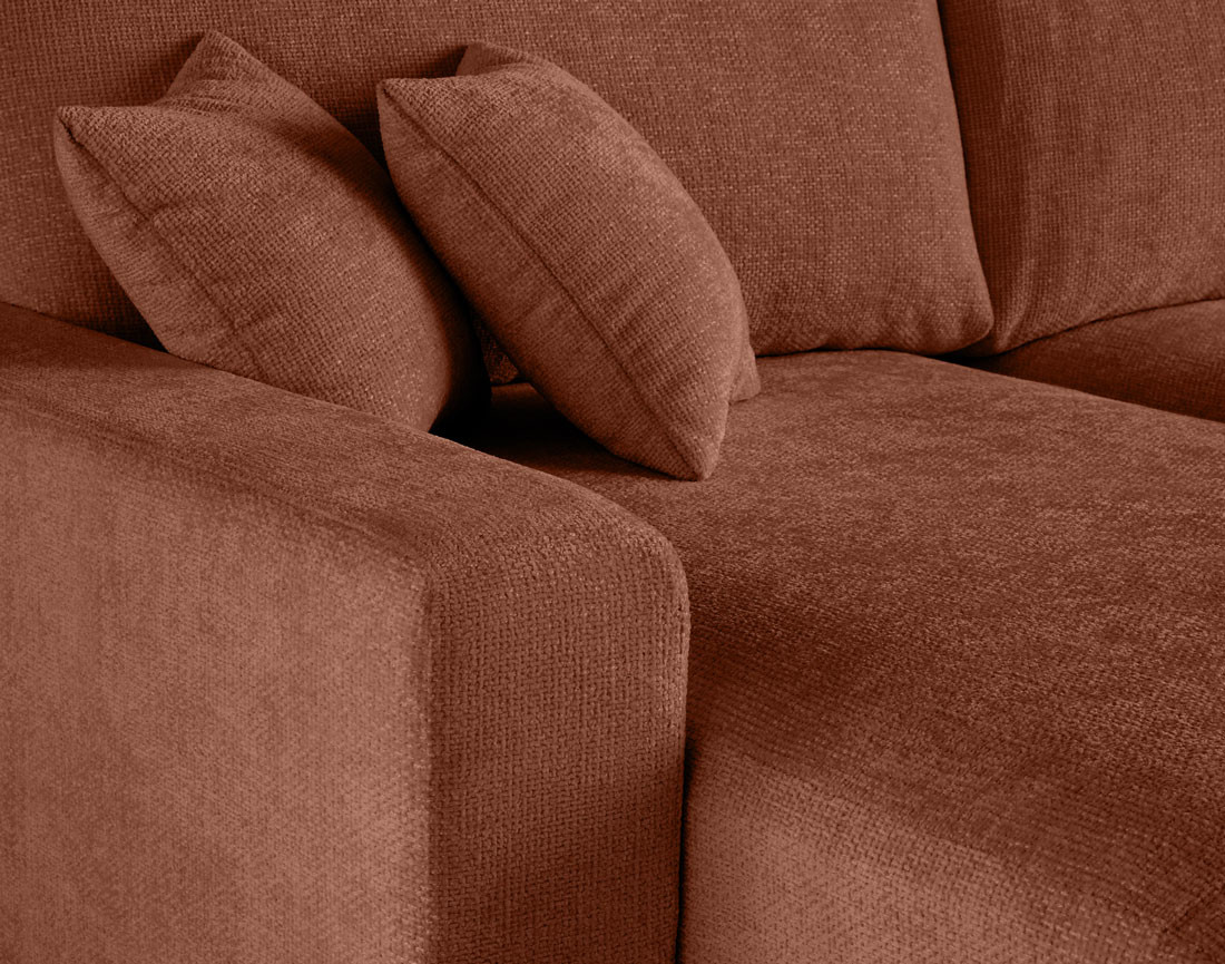 Canapé panoramique en U 7 places convertible avec coffre en velours texturé Pivoine