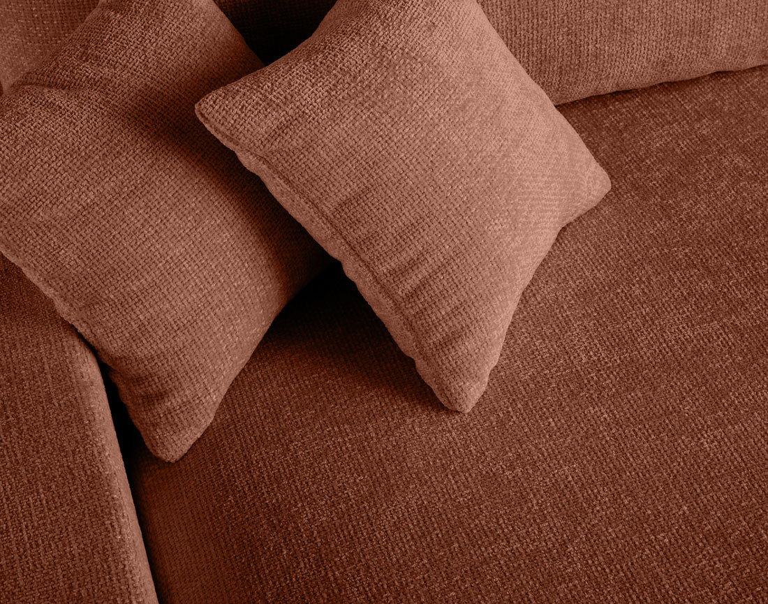 Canapé panoramique en U 7 places convertible avec coffre en velours texturé Pivoine