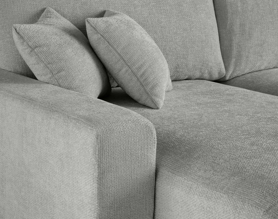 Canapé panoramique en U 7 places convertible avec coffre en velours texturé Pivoine