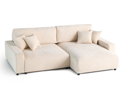 Canapé d'angle réversible 4 places convertible avec coffre en velours texturé Pivoine