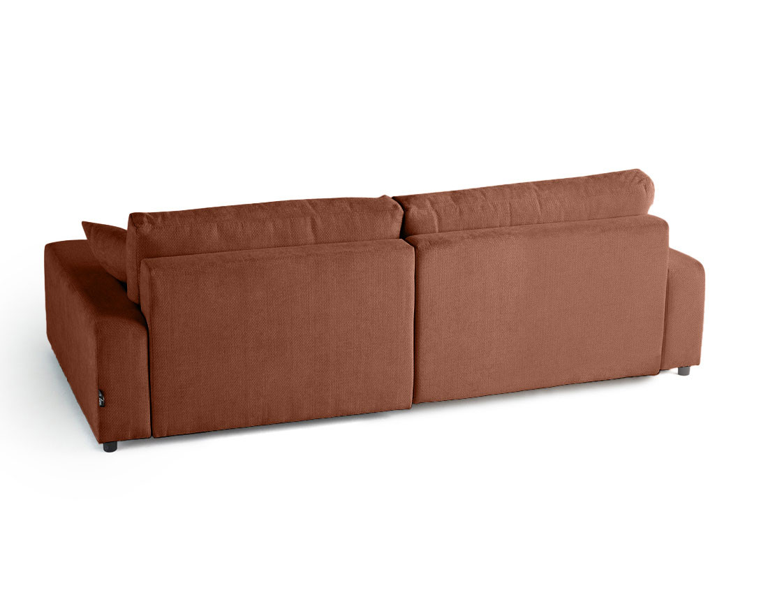 Canapé d'angle réversible 4 places convertible avec coffre en velours texturé Pivoine