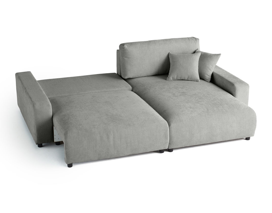 Canapé d'angle réversible 4 places convertible avec coffre en velours texturé Pivoine