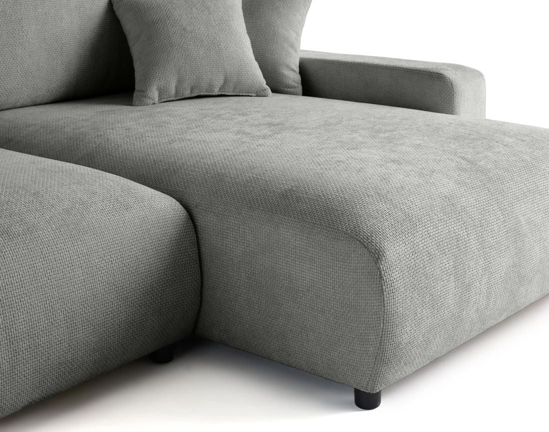 Canapé d'angle réversible 4 places convertible avec coffre en velours texturé Pivoine