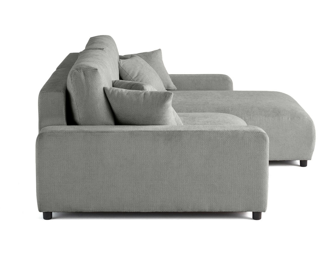 Canapé d'angle réversible 4 places convertible avec coffre en velours texturé Pivoine