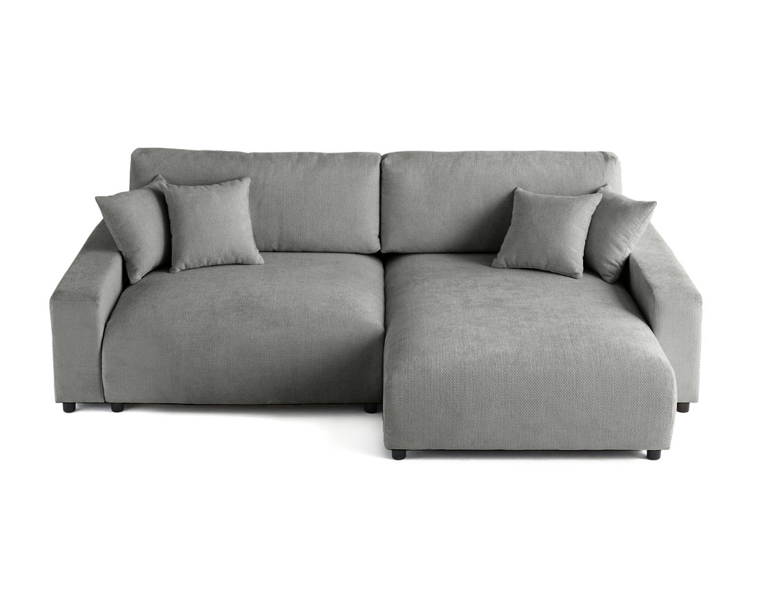 Canapé d'angle réversible 4 places convertible avec coffre en velours texturé Pivoine