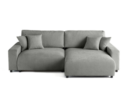 Canapé d'angle réversible 4 places convertible avec coffre en velours texturé Pivoine