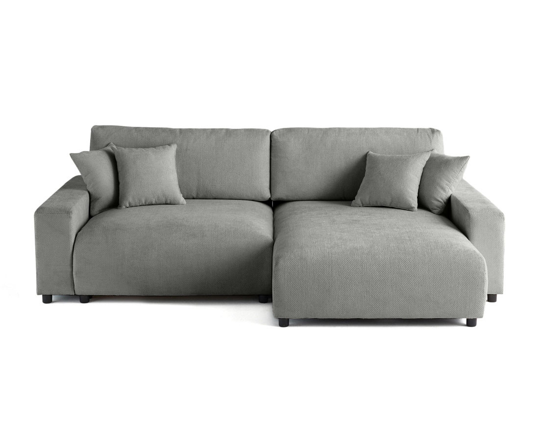 Canapé d'angle réversible 4 places convertible avec coffre en velours texturé Pivoine