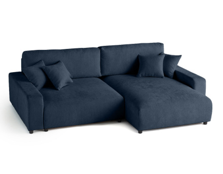 Canapé d'angle réversible 4 places convertible avec coffre en velours texturé Pivoine