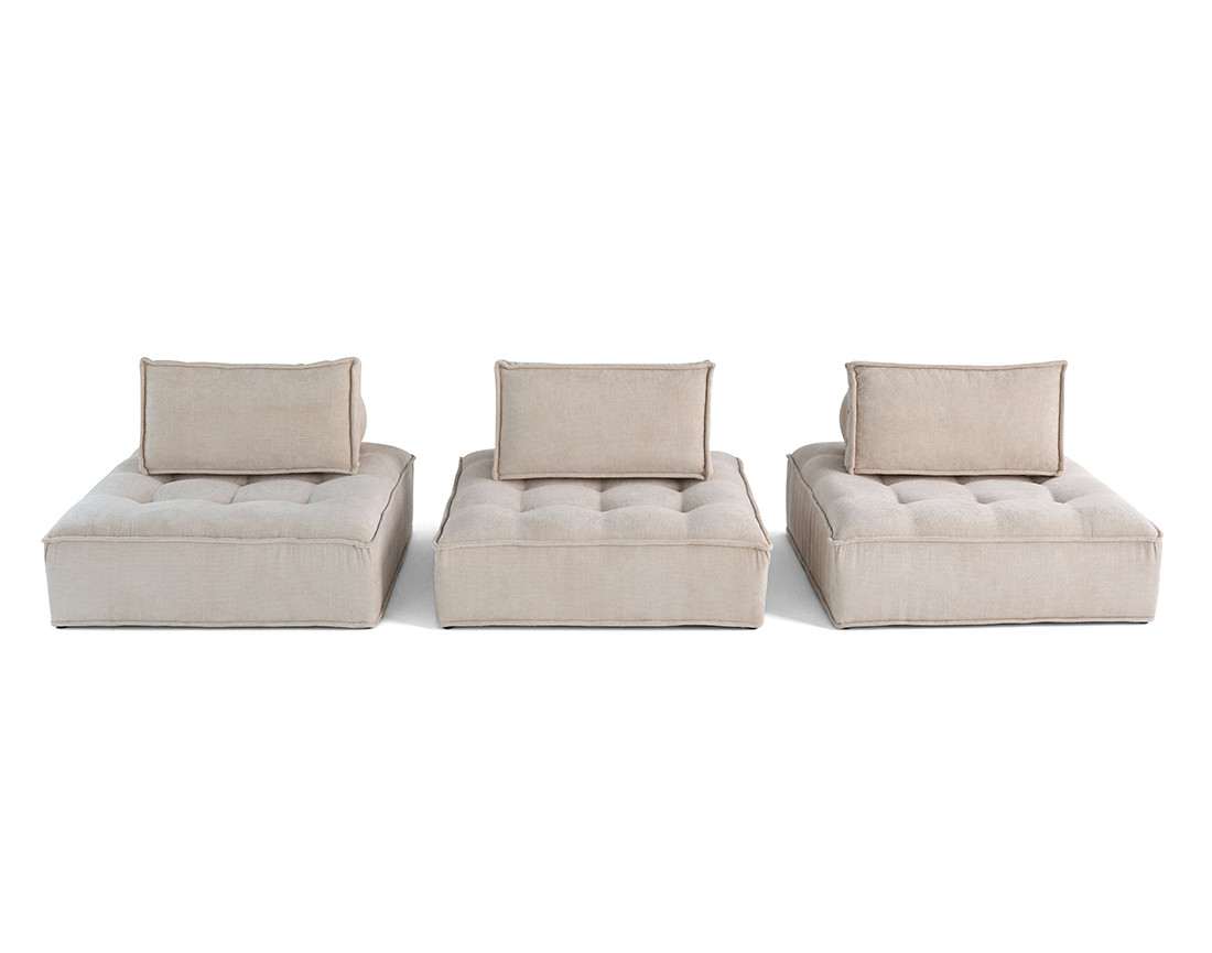 Canapé modulable droit 3 places en velours texturé Marisol