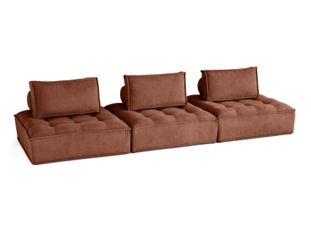 Canapé modulable droit 3 places en velours texturé Marisol