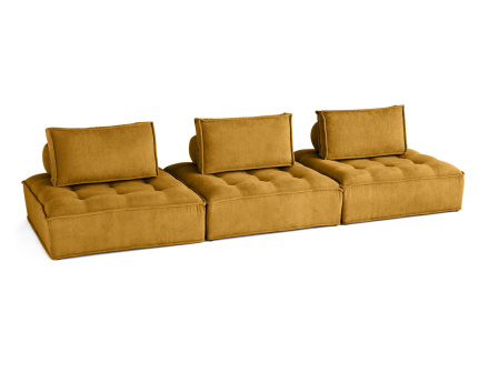 Canapé modulable droit 3 places en velours texturé Marisol