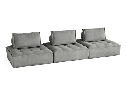 Canapé modulable droit 3 places en velours texturé Marisol