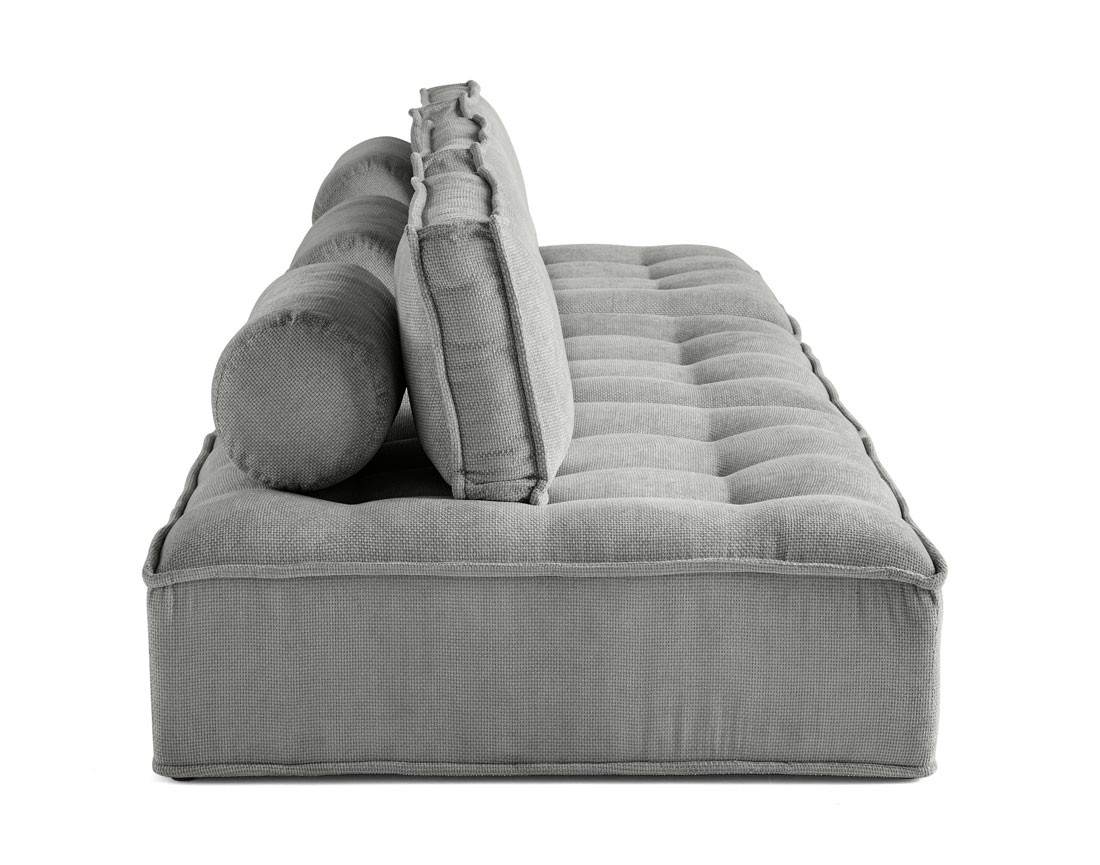 Canapé modulable droit 3 places en velours texturé Marisol