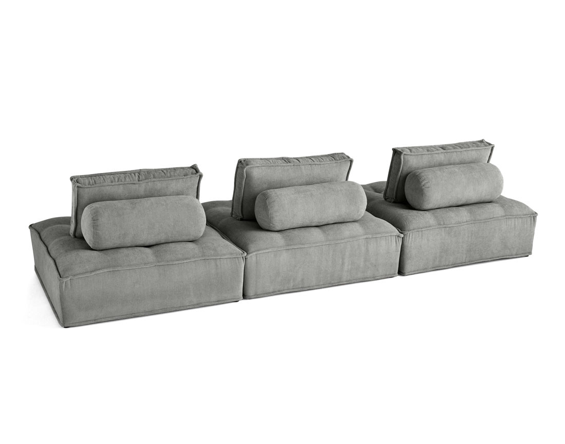 Canapé modulable droit 3 places en velours texturé Marisol