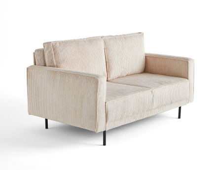 Canapé droit 2 places en velours côtelé Charlie