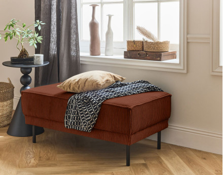 Pouf en velours côtelé avec pieds hauts Charlie