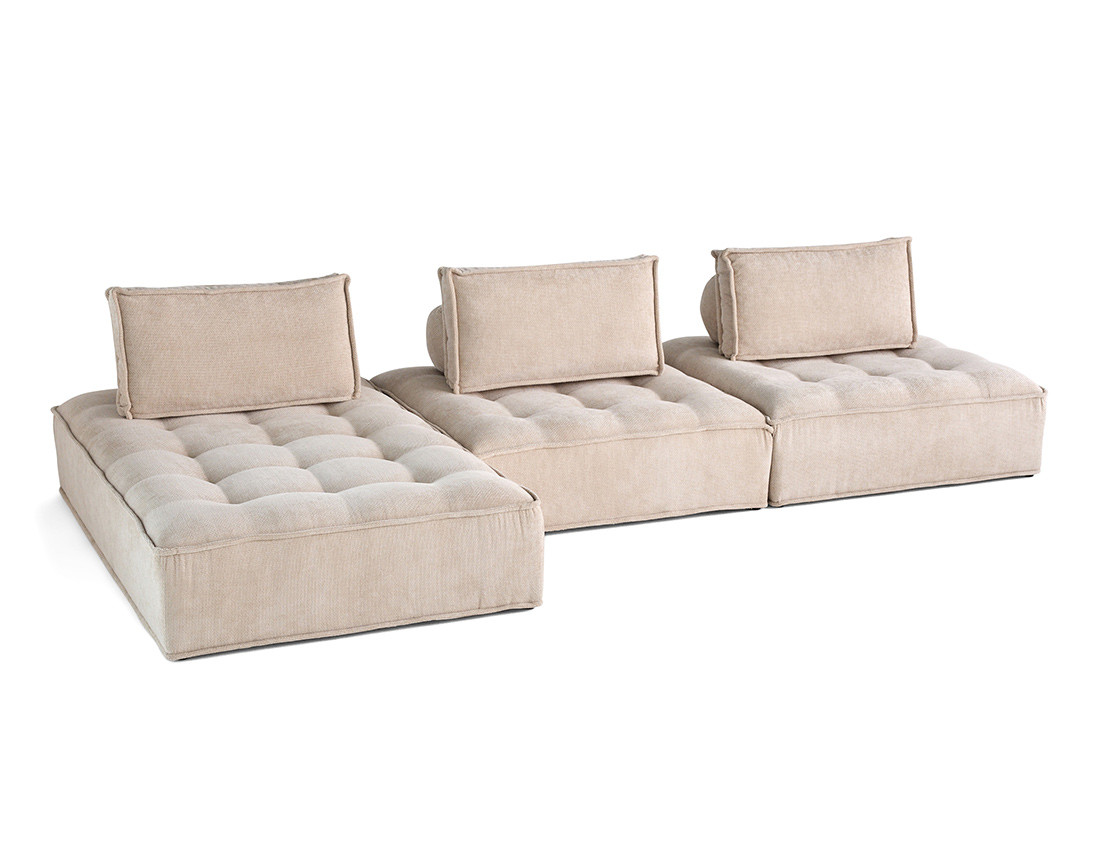 Canapé d'angle modulable 4 places en velours texturé Marisol