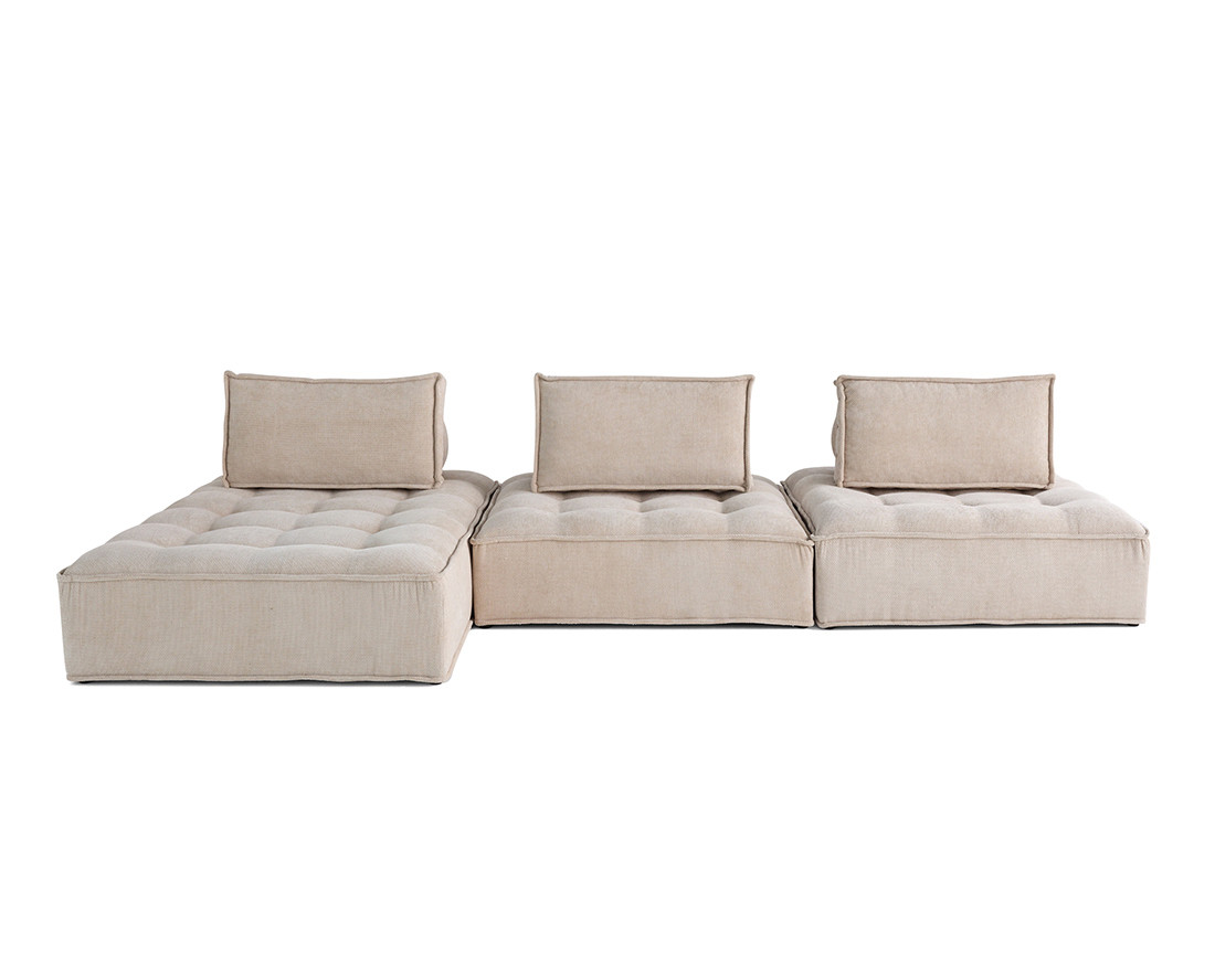 Canapé d'angle modulable 4 places en velours texturé Marisol