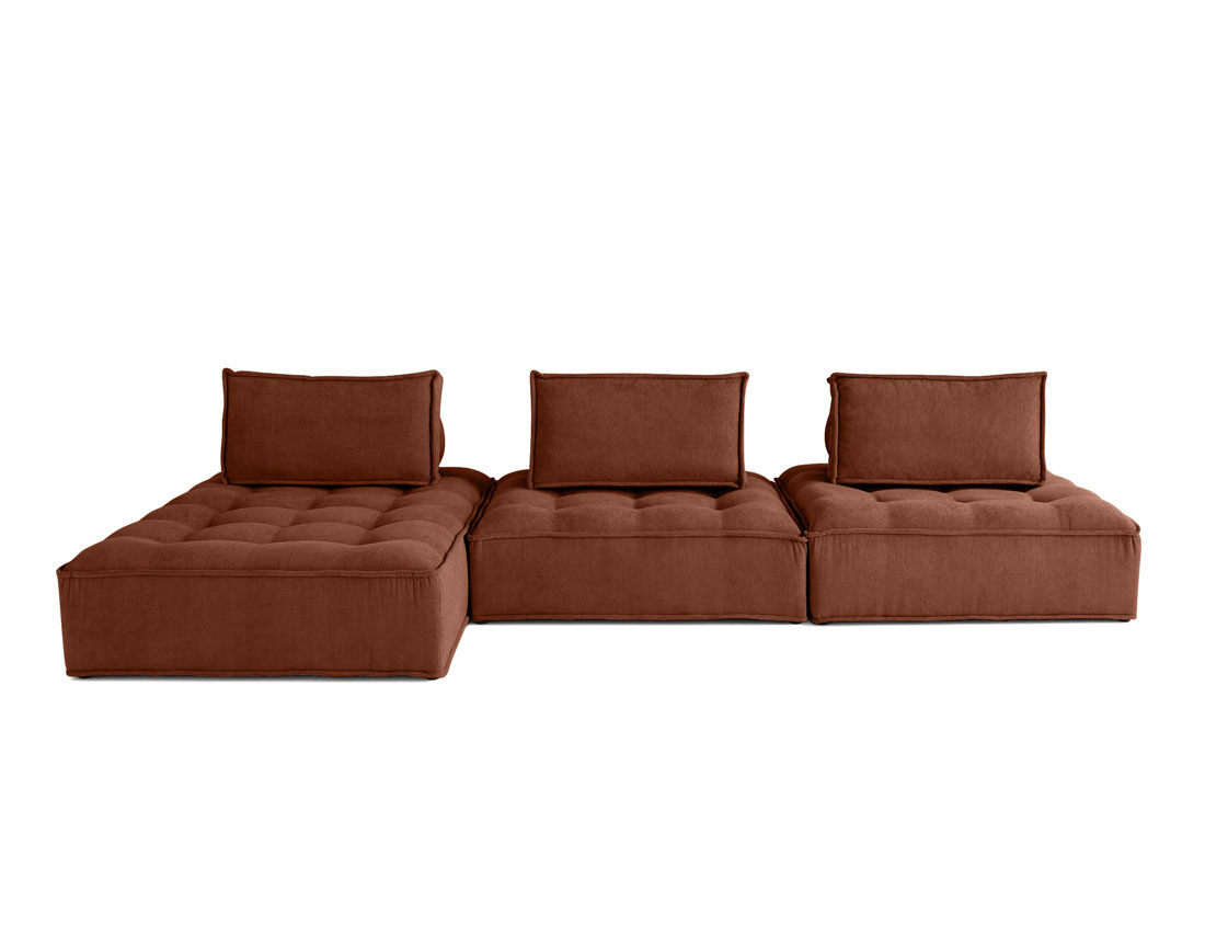 Canapé d'angle modulable 4 places en velours texturé Marisol