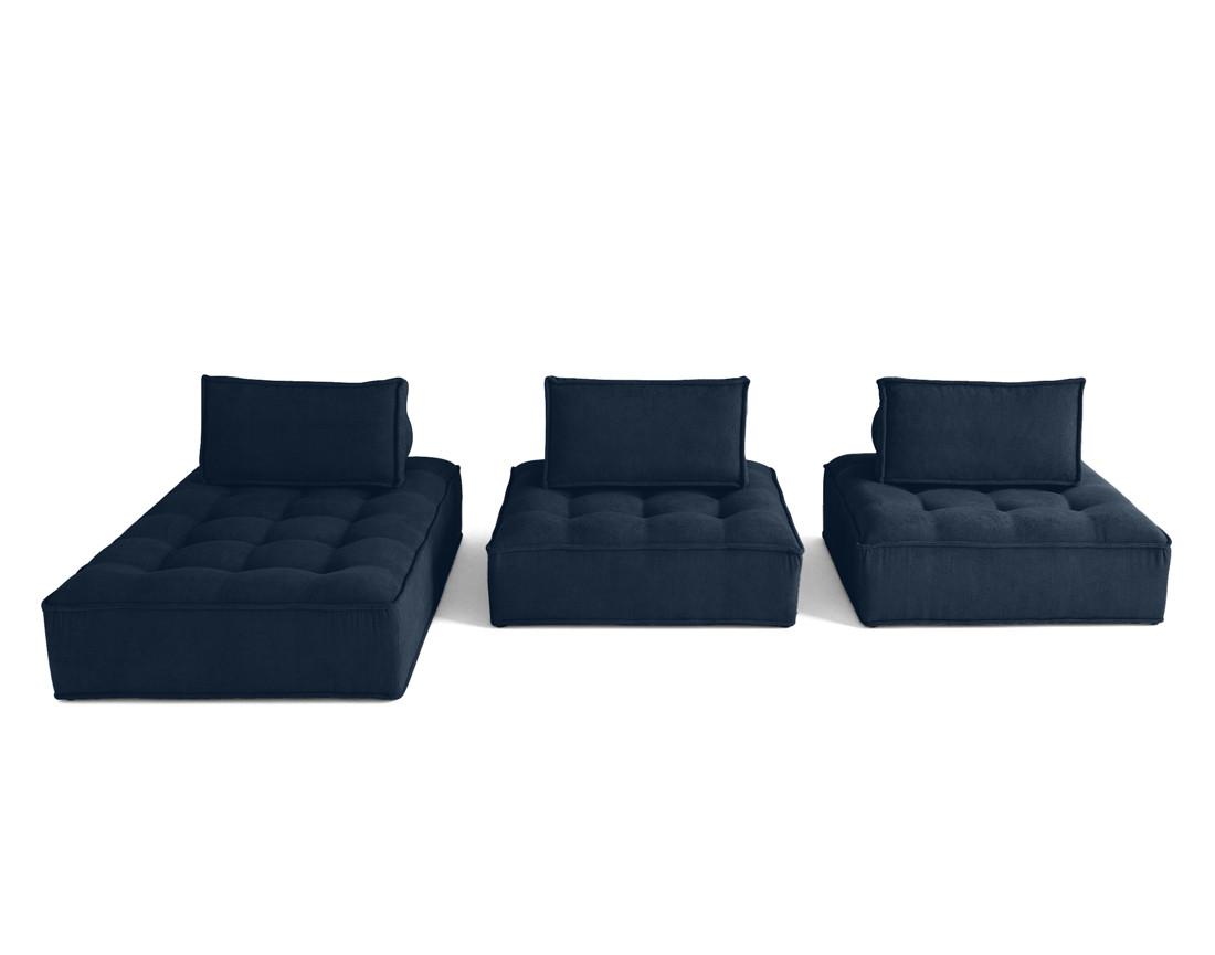 Canapé d'angle modulable 4 places en velours texturé Marisol