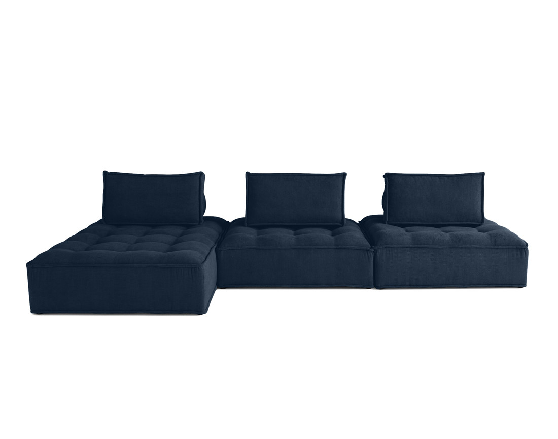 Canapé d'angle modulable 4 places en velours texturé Marisol
