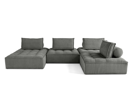 Canapé panoramique modulable 7 places en velours texturé Marisol