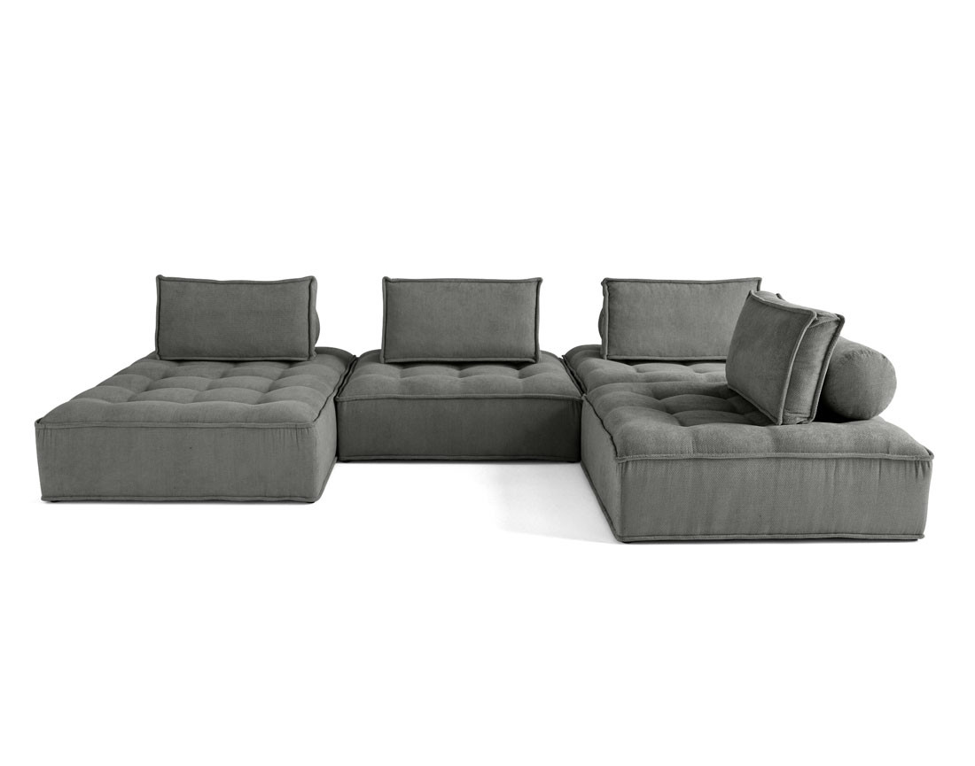 Canapé panoramique modulable 7 places en velours texturé Marisol