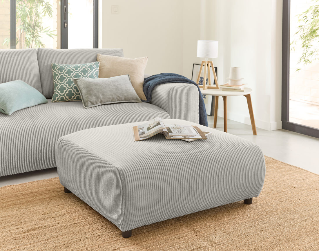 Pouf modulable en velours côtelé Garance