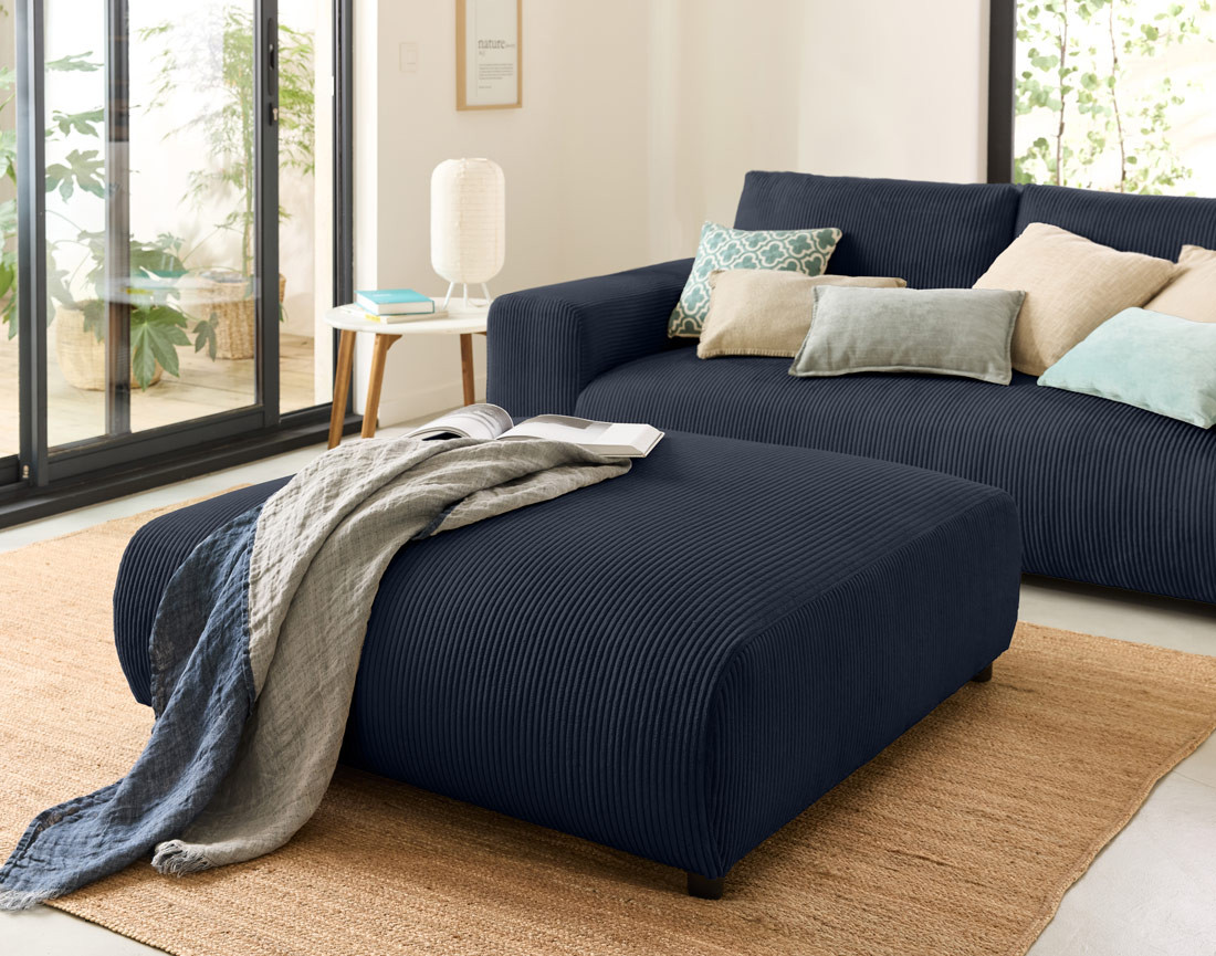 Grand pouf modulable en velours côtelé Garance