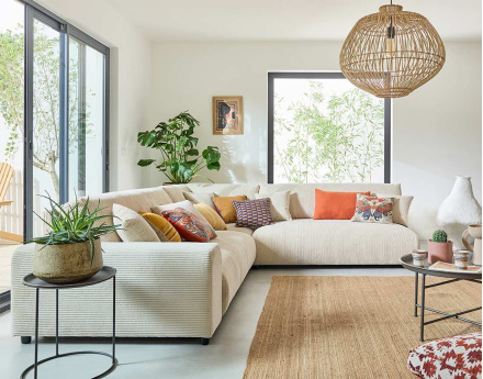 Module d'assise 2 places sans accoudoirs en velours côtelé Garance