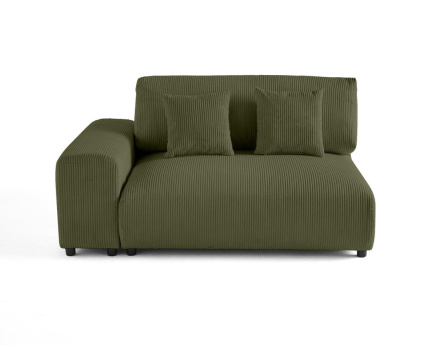 Module d'assise 2 places avec accoudoir gauche en velours côtelé Garance