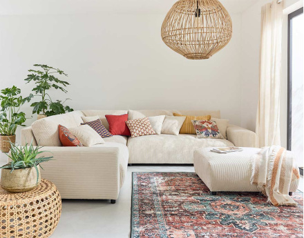 Module d'assise 2 places avec accoudoir gauche en velours côtelé Garance