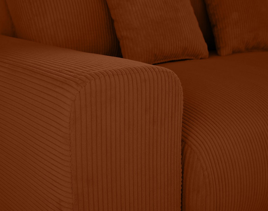 Module d'assise 3 places avec accoudoir gauche en velours côtelé Garance