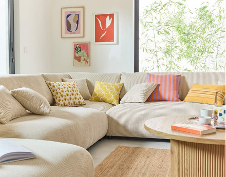 Module d'assise d'angle réversible en velours côtelé Garance