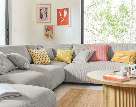 Module d'assise d'angle réversible en velours côtelé Garance