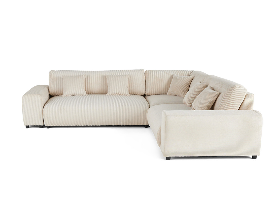 Canapé modulable d'angle droit 5 places en velours côtelé Garance