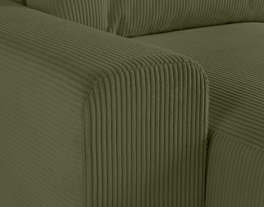 Canapé modulable d'angle droit 5 places en velours côtelé Garance