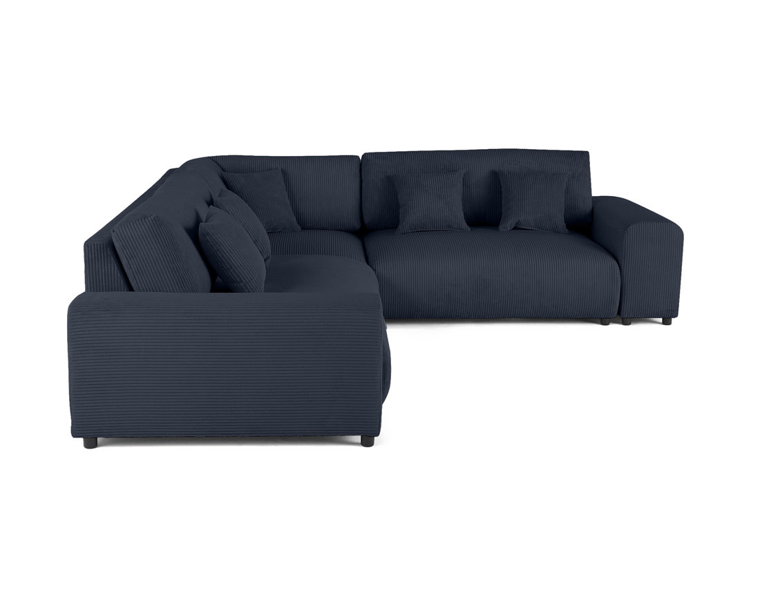 Canapé modulable d'angle droit 5 places en velours côtelé Garance