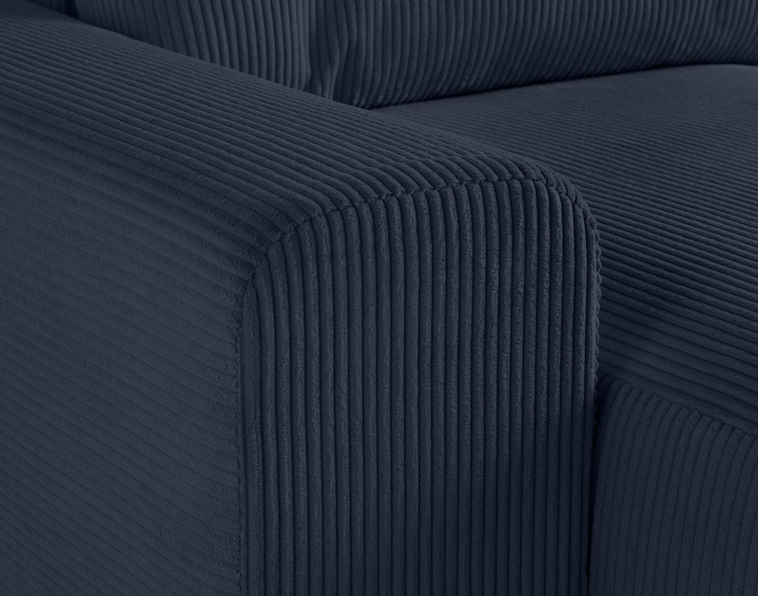 Canapé modulable d'angle droit 5 places en velours côtelé Garance