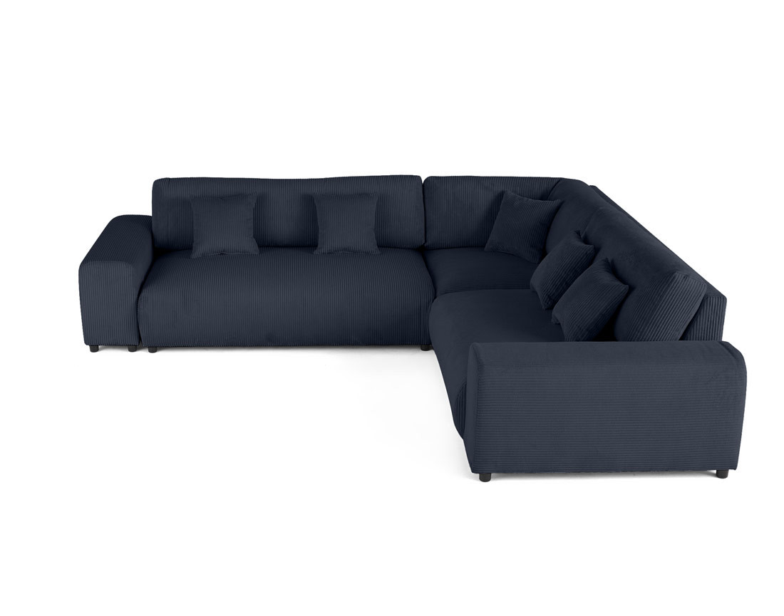 Canapé modulable d'angle droit 5 places en velours côtelé Garance