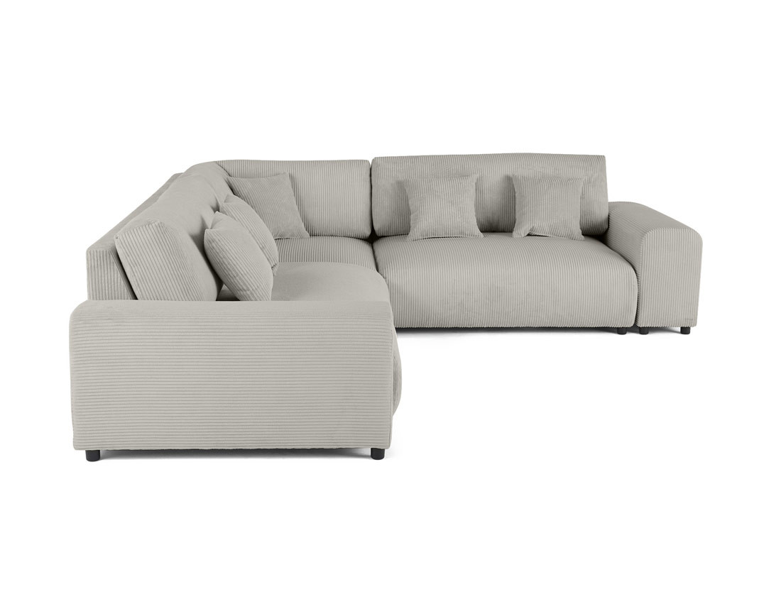 Canapé modulable d'angle droit 5 places en velours côtelé Garance