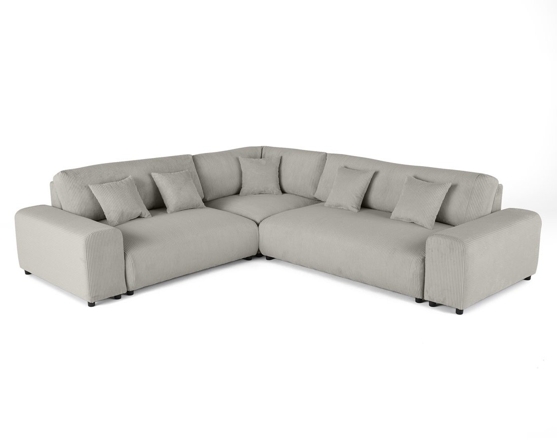 Canapé modulable d'angle gauche 5 places en velours côtelé Garance