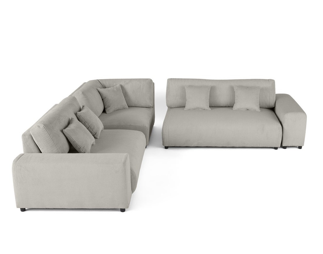Canapé modulable d'angle gauche 5 places en velours côtelé Garance