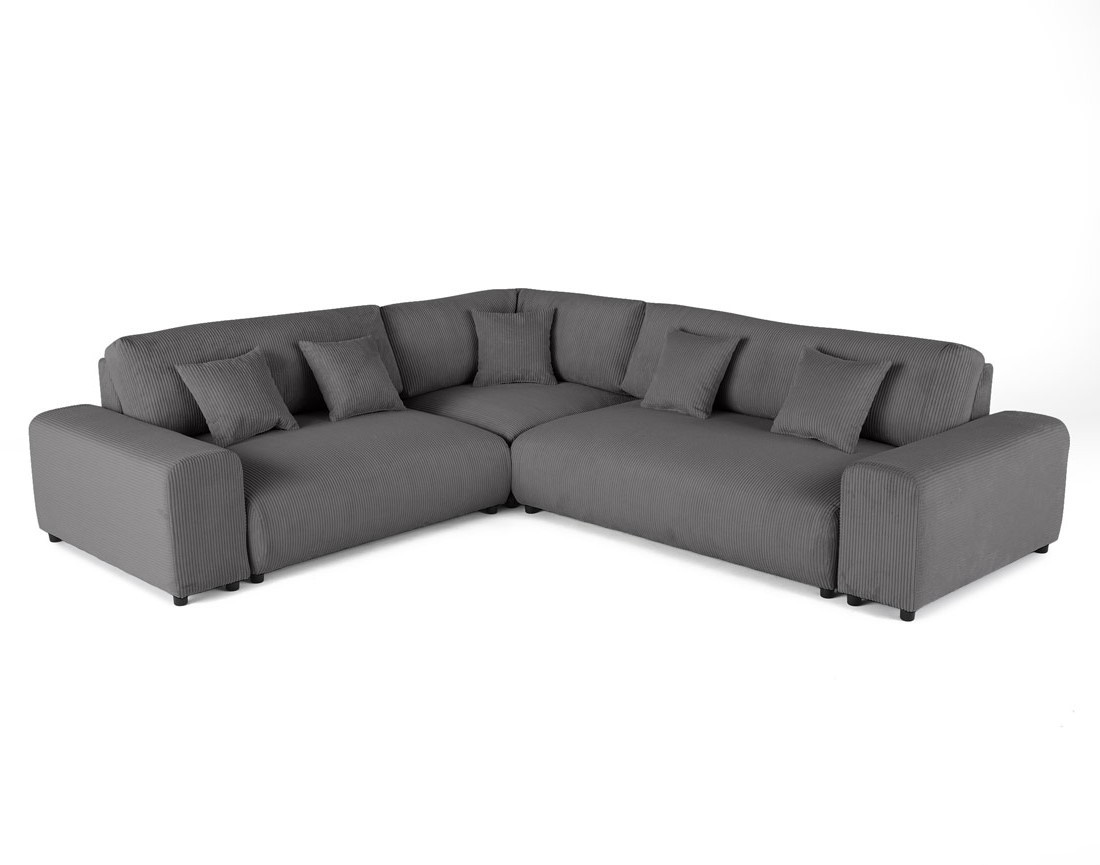 Canapé modulable d'angle gauche 5 places en velours côtelé Garance