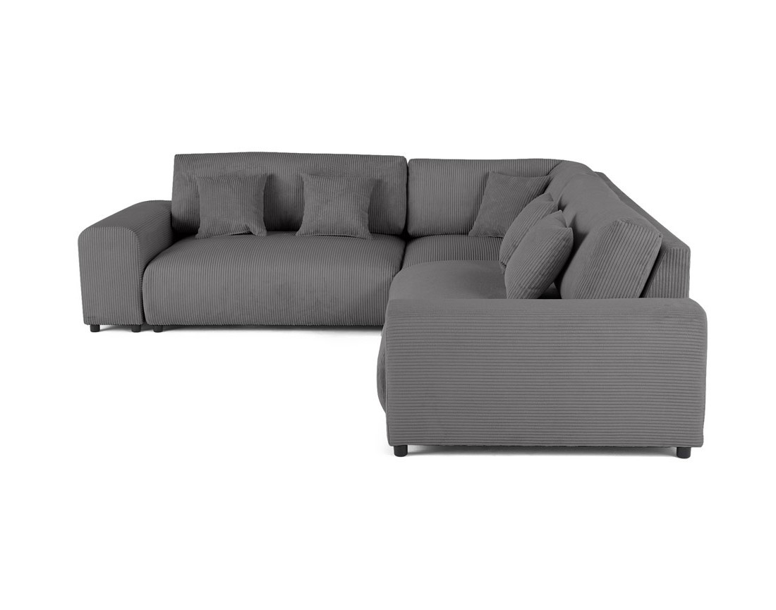Canapé modulable d'angle gauche 5 places en velours côtelé Garance