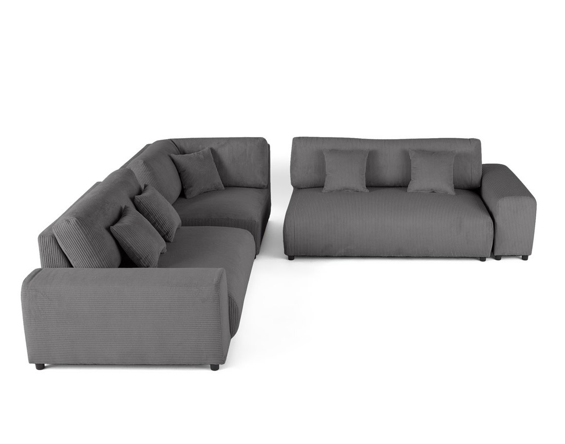 Canapé modulable d'angle gauche 5 places en velours côtelé Garance