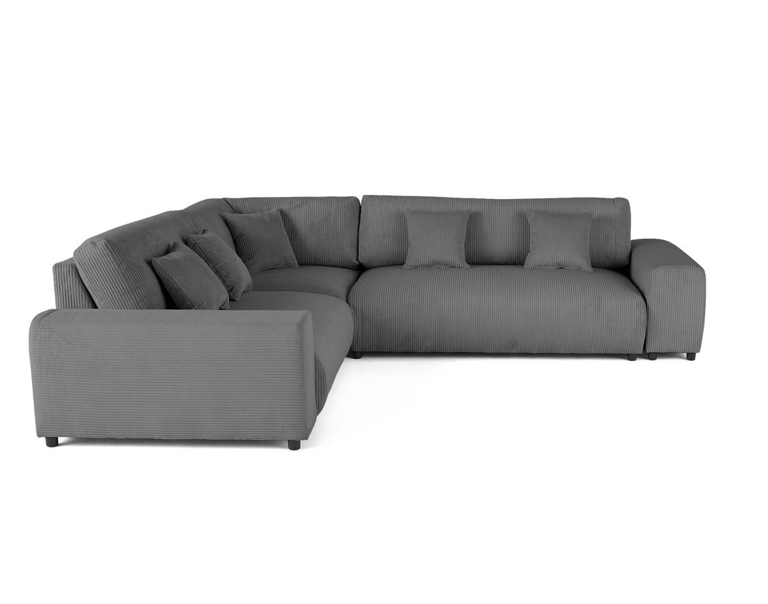 Canapé modulable d'angle gauche 5 places en velours côtelé Garance